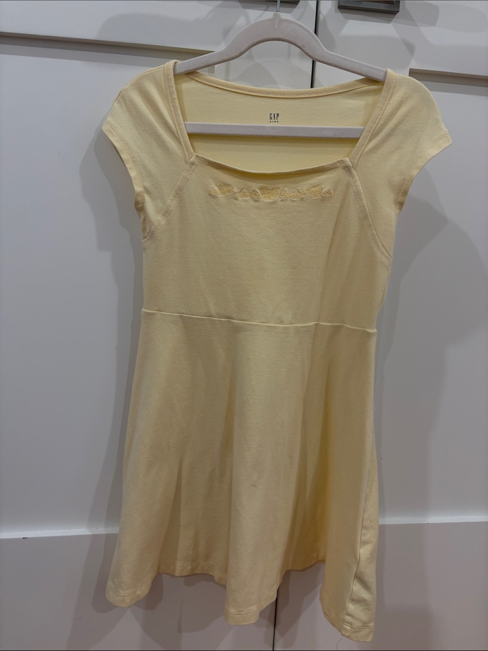 GAP Pale Yellow Scoop Neck Cap Sleeve Swing Dress